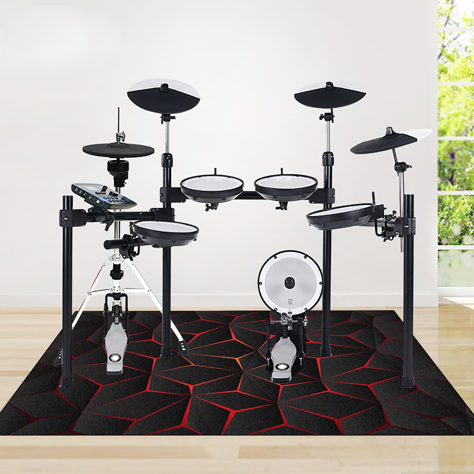 Schlagzeugteppich, Drum Teppich, 160 x 150 cm Professionelles rechteckiges Schallschutz Trommelmatte, Elektrisches Schlagzeug Teppich, Music Carpet Innen und Außen, Trommelteppich für Studio, Wohnung