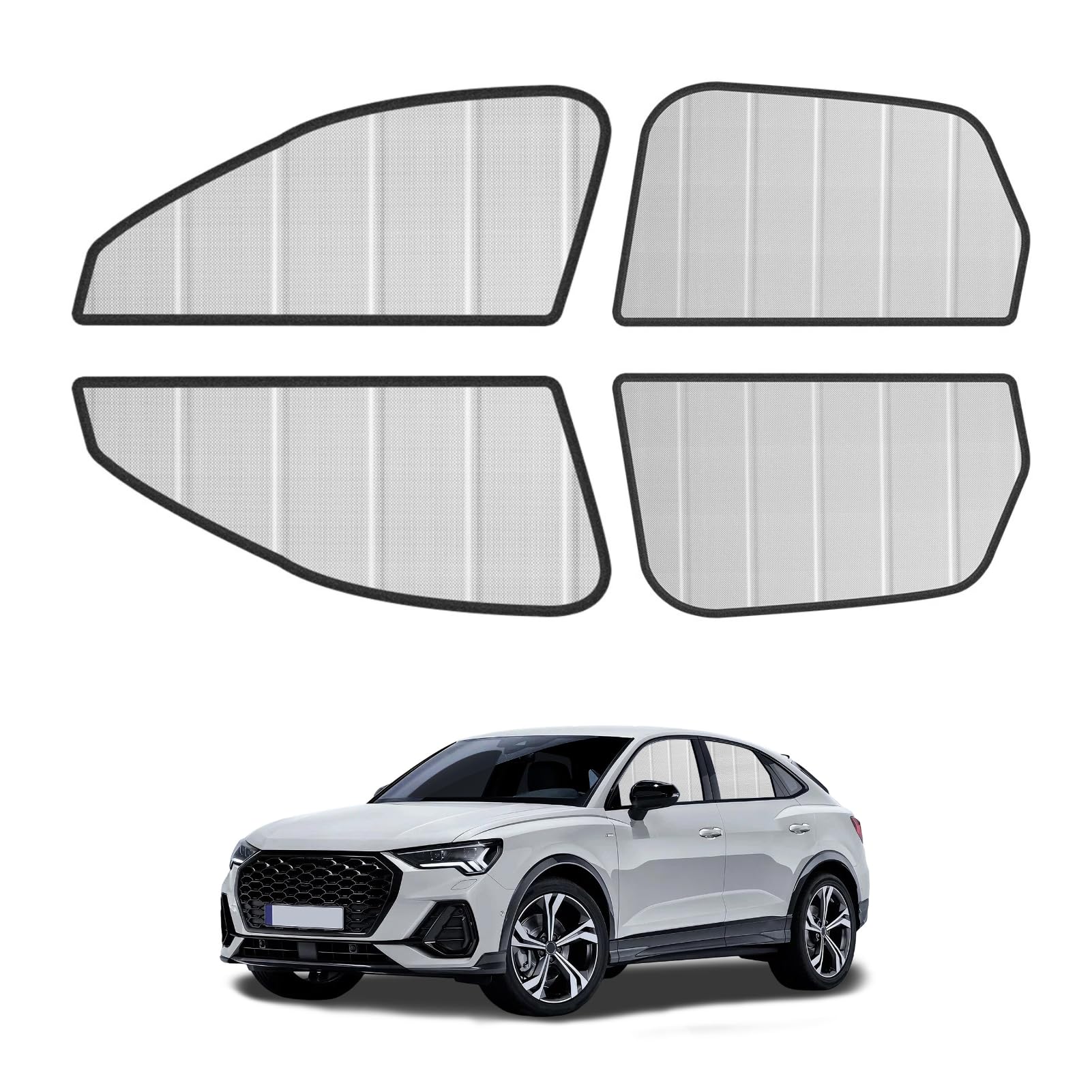 Parasoles Coche Laterales para Audi Q3 2019-2025, Aislamiento Térmico, 4PCS | Cortinas Coche Plegables, Privacidad, Anti-UV, para Descanso y Acampada
