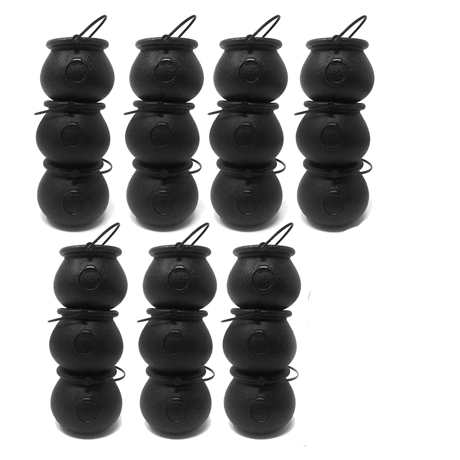 KICHI 24 Pack Plastic Black Bowls Cauldrons,Pot with Handle,for, Easter, s Day Favors