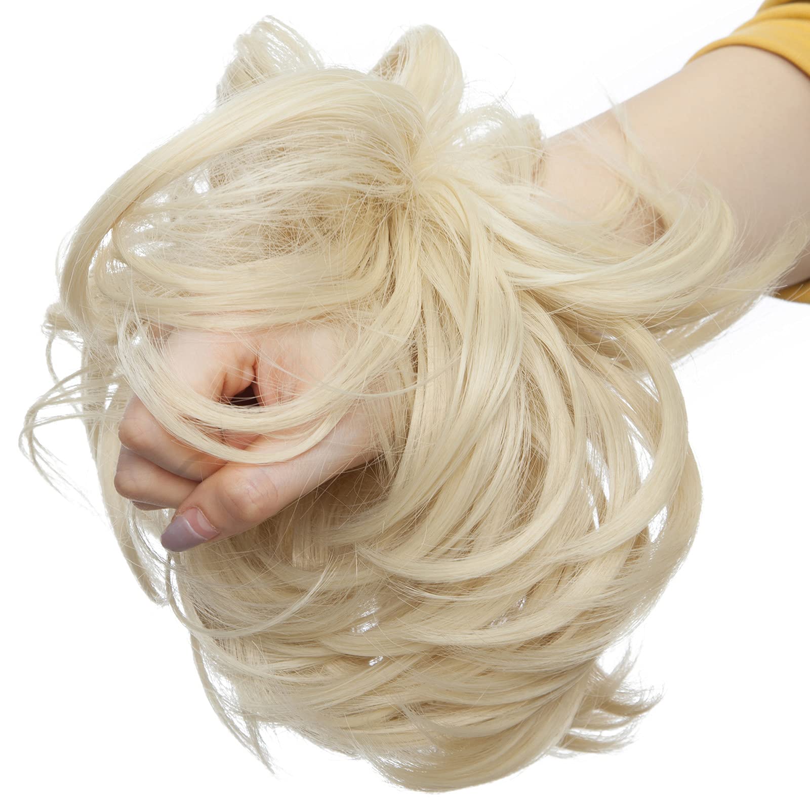 SEGO Updo dopinki do włosów, do wysoko upiętych fryzur, treska, gumka do włosów, kok, duża objętość [rozmiar 80 g], naturalny niestaranny styl, 613C, tleniony blond