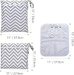 Damero Breast Pump Parts Bag, 2Pack Wet Bag for Breast Pump Parts Storage with Waterproof Mat, Gray Chevron