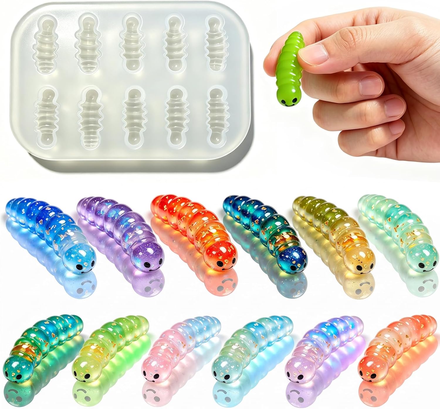 Mini Worm Resin Silicone Casting Mold for Micro Dollhouse Decor