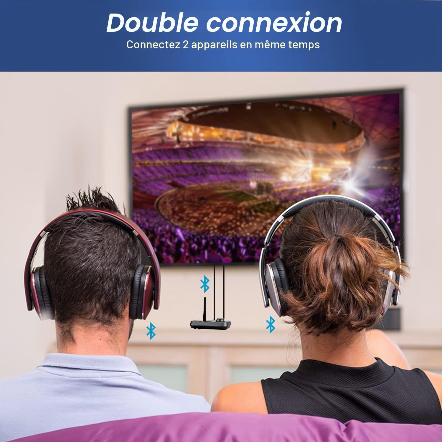 August MR280 Émetteur Récepteur Bluetooth 3 en 1 pour TV/PC/Casque/Stéréo HiFi - Adaptateur Audio Multipoint Faible Latence avec Bypass, 3,5 mm Aux, RCA, Câble Optique, USB-C