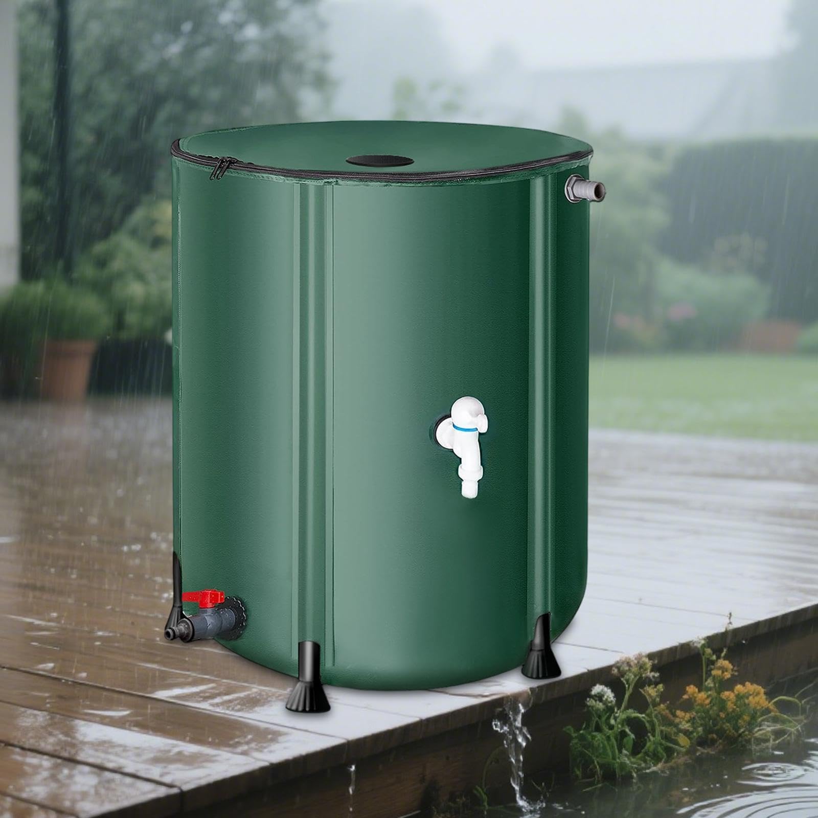 Baoblaze Barile di Raccolta dell'Acqua piovana Pieghevole, Raccoglitore d'Acqua, Serbatoio di stoccaggio dell'Acqua piovana Portatile in PVC per, 50 Litri