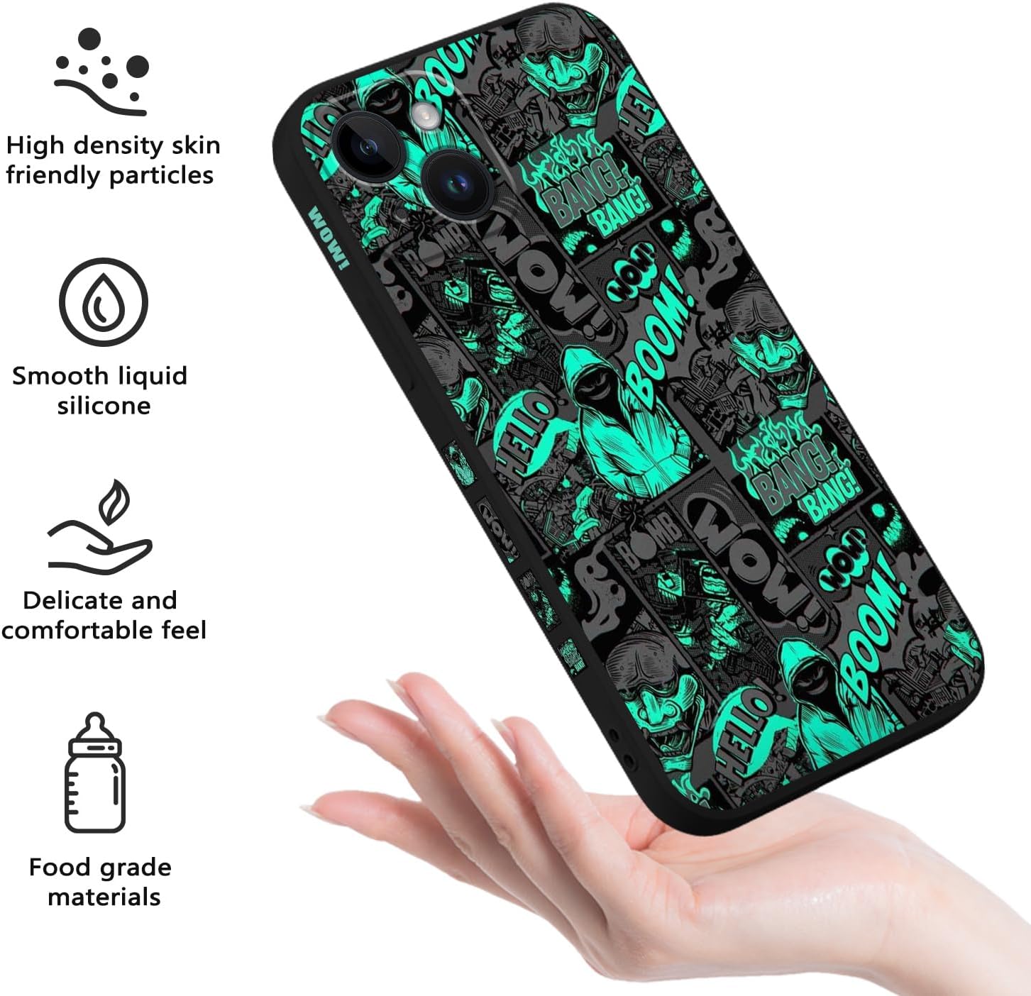 for iPhone 15 Case, Fashionable Designs Slim Anti Scratch Drop Resistant for iPhone 15 Phone Cover 6.1 inch, Handsome Black - Image 4