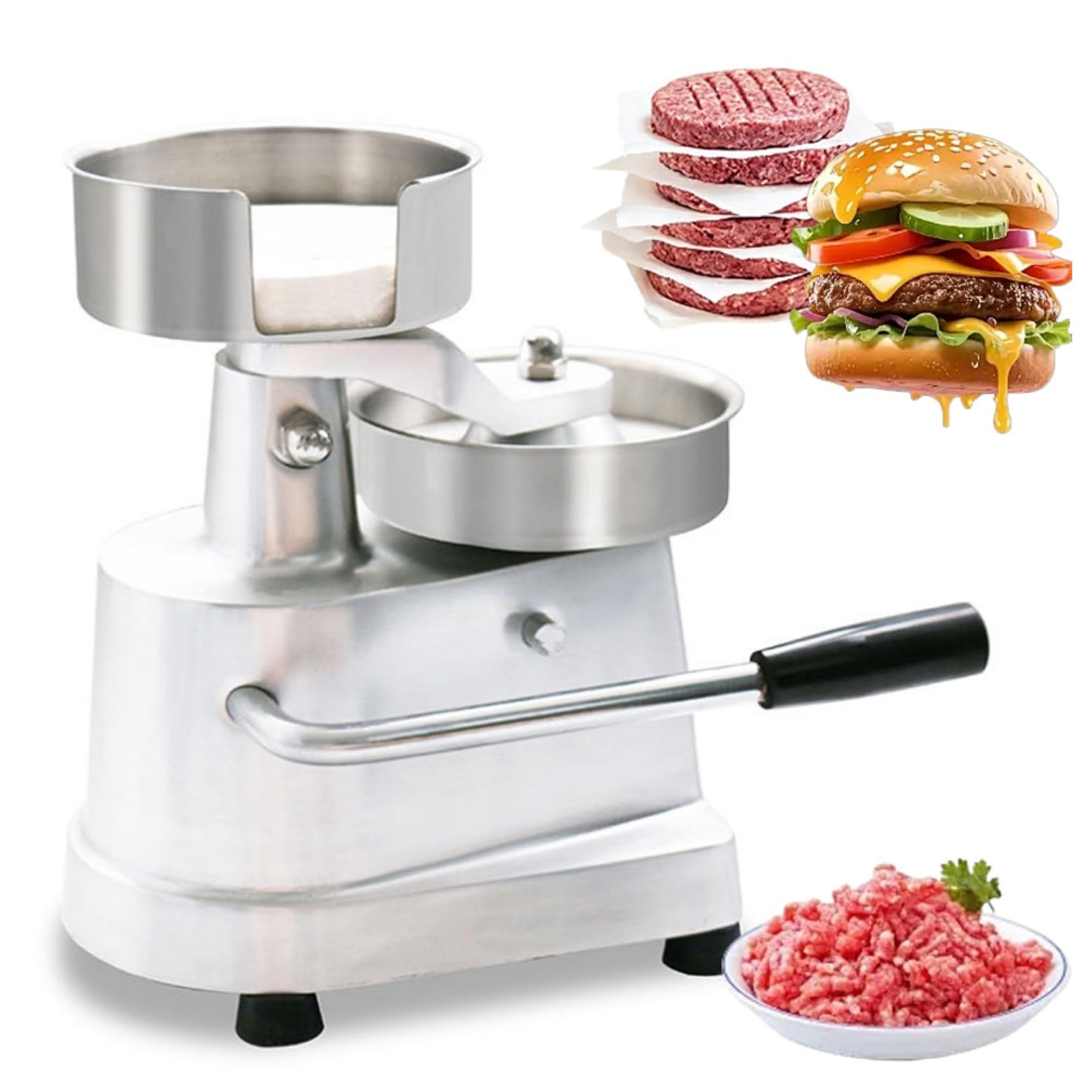 Robuster manueller Burger-Patty-Maker aus Edelstahl für gefüllte Burger, 12,7 cm, für Zuhause, Restaurant, Lebensmittelwagen