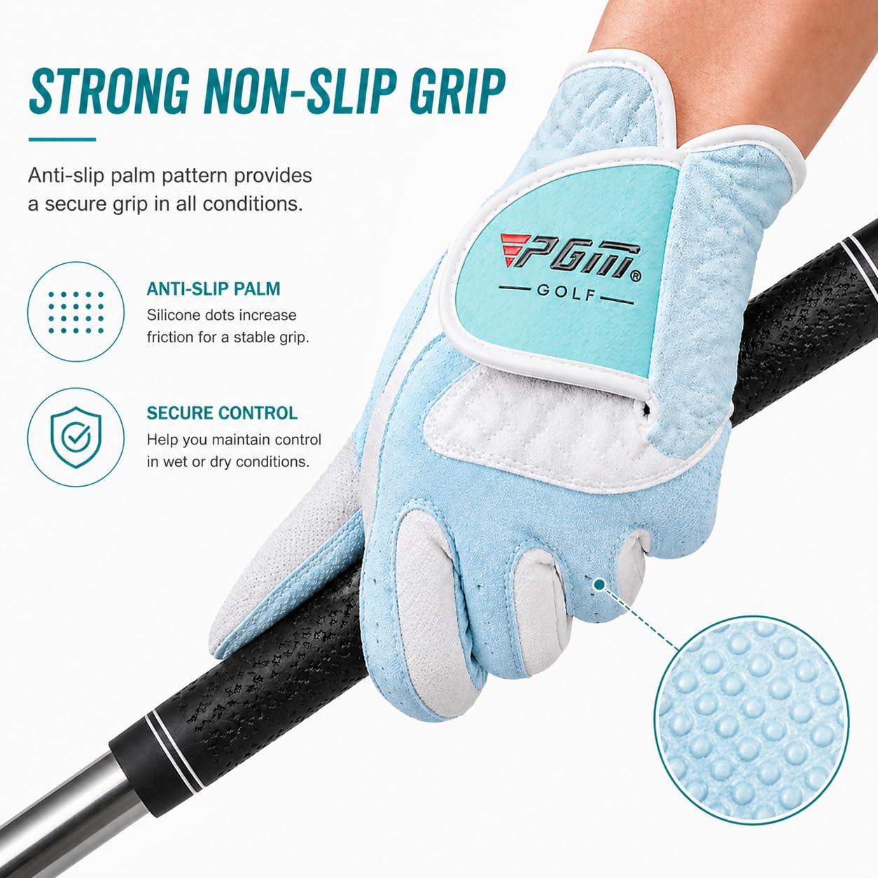 Guantes de golf PGM para mujeres, 1 par (4 opciones de color), sistema de agarre mejorado, fresco y cómodo