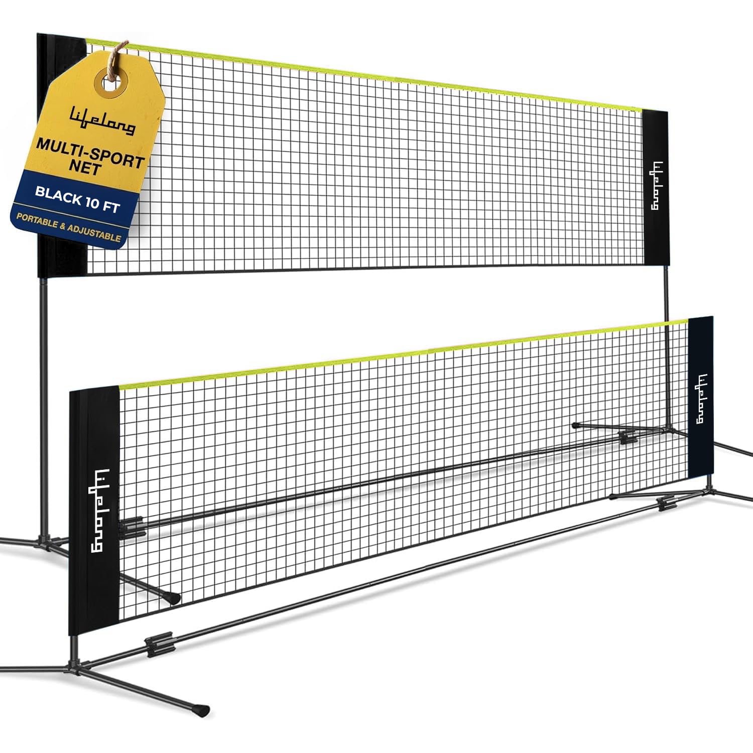 Lifelong Portable Badminton Net Set - Net for Tennis, Soccer Tennis, Pickleball, Kids Volleyball - Easy Setup Nylon Sports Net with Poles 10 feet