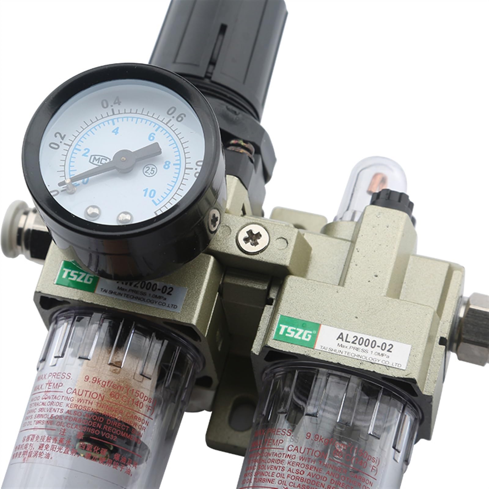 AFR2000 Pneumatyczny filtr regulator ciśnienia do uzdatniania powietrza, zawór redukujący ciśnienie sprężarki, przełącznik manometru, separator oleju i wody (AC-2010-02, otwór złącza 10)