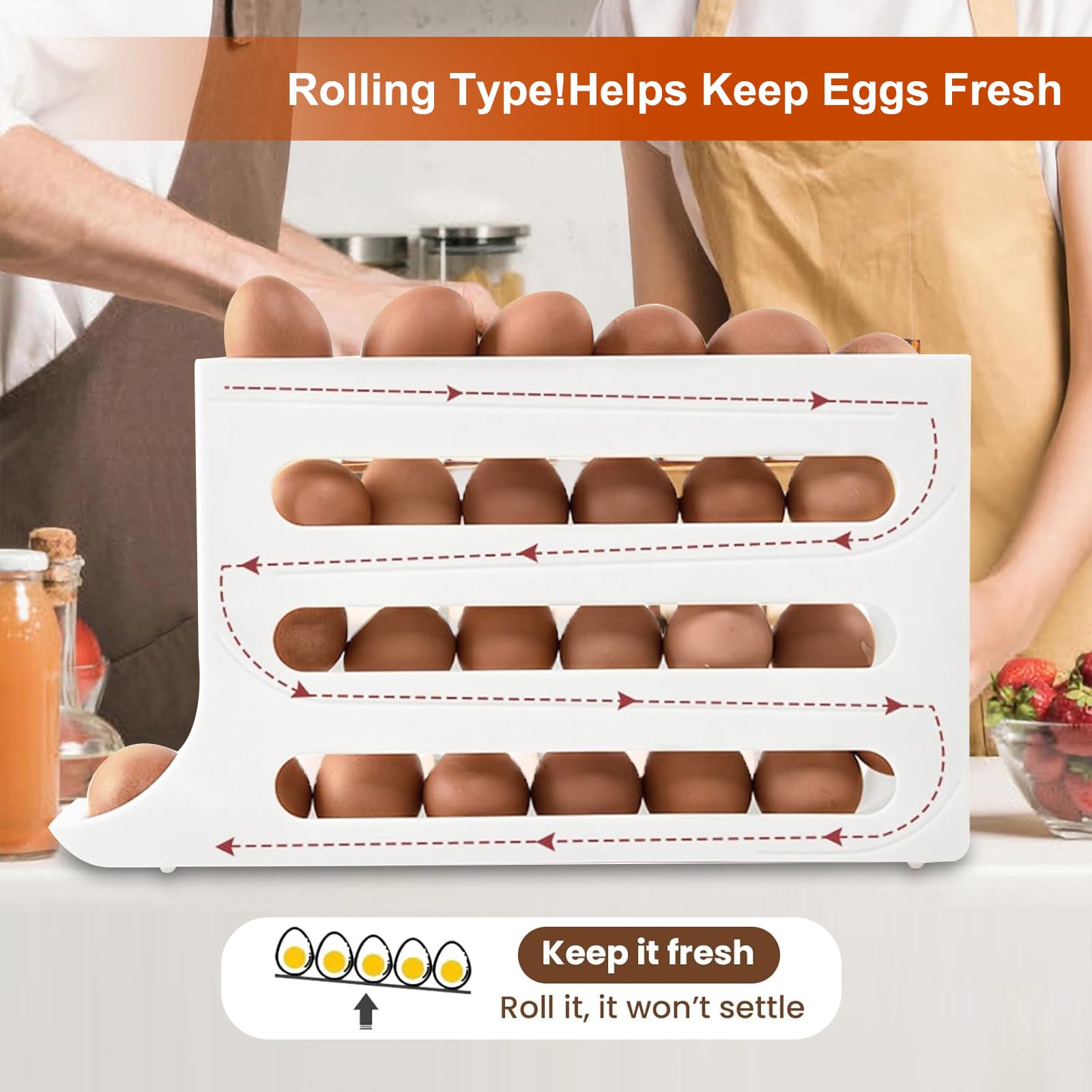 Organizador Nevera de 30 Huevos, Dispensador para Frigorifico con Diseño Práctico, Ideal para Mantener el Orden en la Cocina