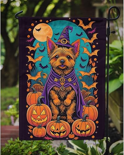 Miniatura 8 de Caroline's Treasures DAC1527GF - Bandera decorativa para jardín de Halloween con diseño de pug negro y bruja, bandera decorativa para patio