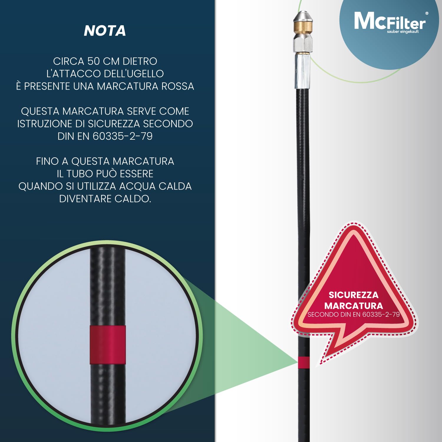 McFilter I Set di tubi universali per la pulizia dei tubi, 15 m, 200 bar, incluso sacchetto con adattatore, ugelli fissi + rotanti, compatibile con le idropulitrici Kärcher K2 K3 K4 K5 K6 K7
