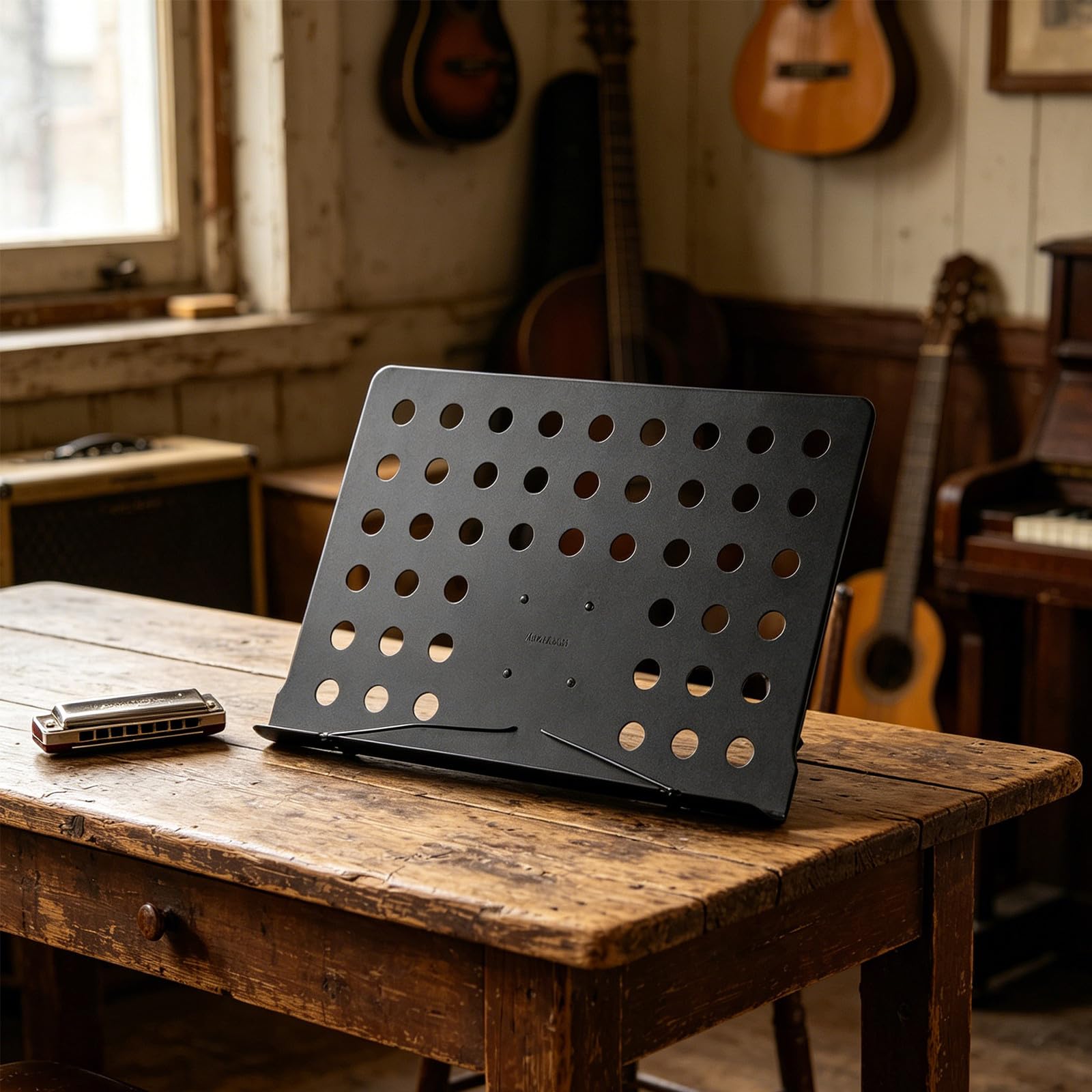 Atril de mesa: Soporte para partituras de escritorio - Estante para libros de sobremesa con patas plegables - Portátil para viajes, documentos, hojas, discursos y borradores.