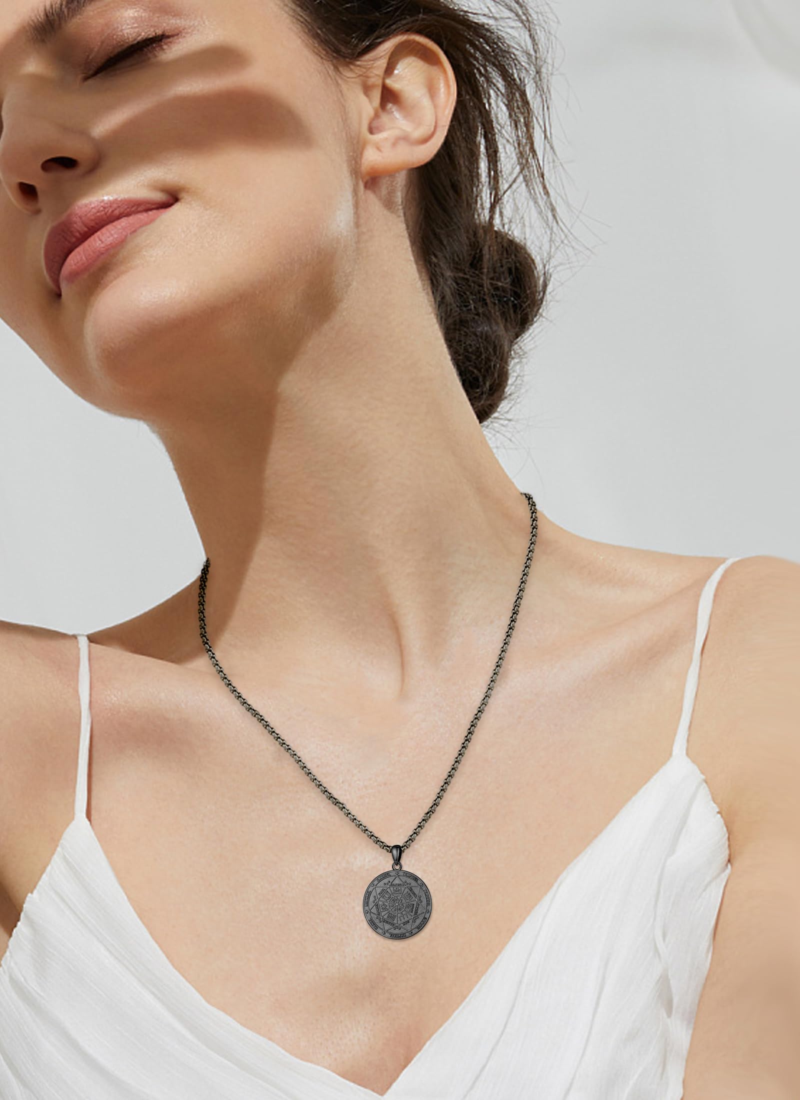 CELESTIA Sello Siete Arcangeles Collar San Miguel Arcangel Colgante Plata de ley 925 Joyería Regalos para Hombres Mujeres