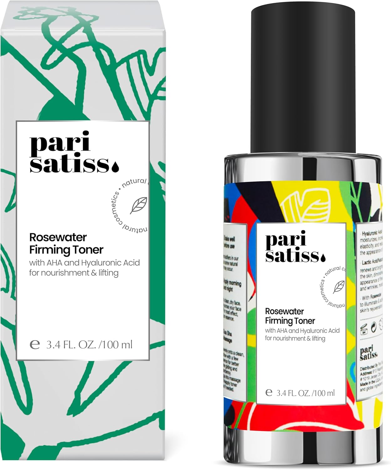 Hydrating Toner for Face, Anti Aging Rose Water Spray for Face with AHA, Hyaluronic Acid and Glycerin, Rosewater Face Mist, Travel Size Toner for Face 3.4 oz