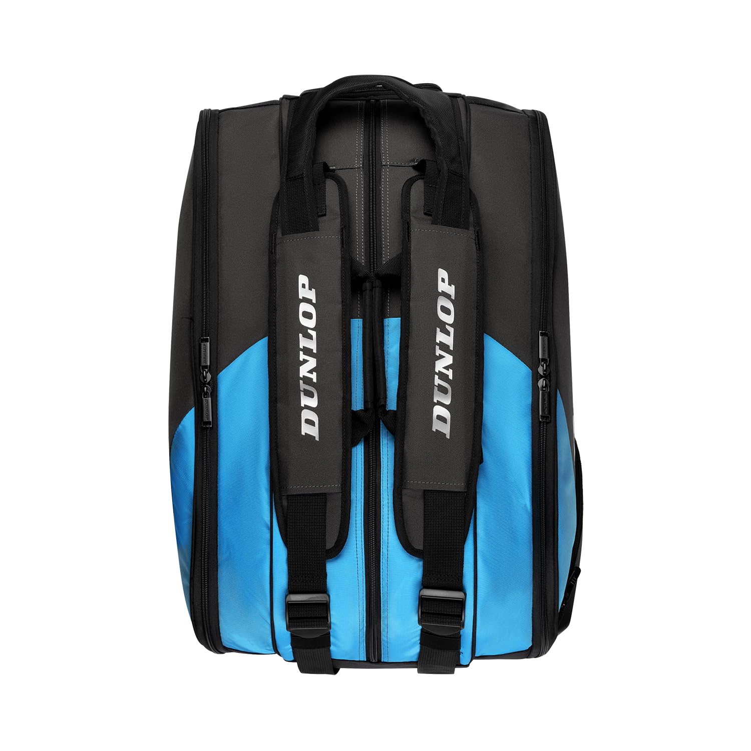Dunlop FX Performance Padel Bag - Thermal bag a 3 scomparti, 65L - Nero/Gun Metal/Cian - Stile Premium Zaino