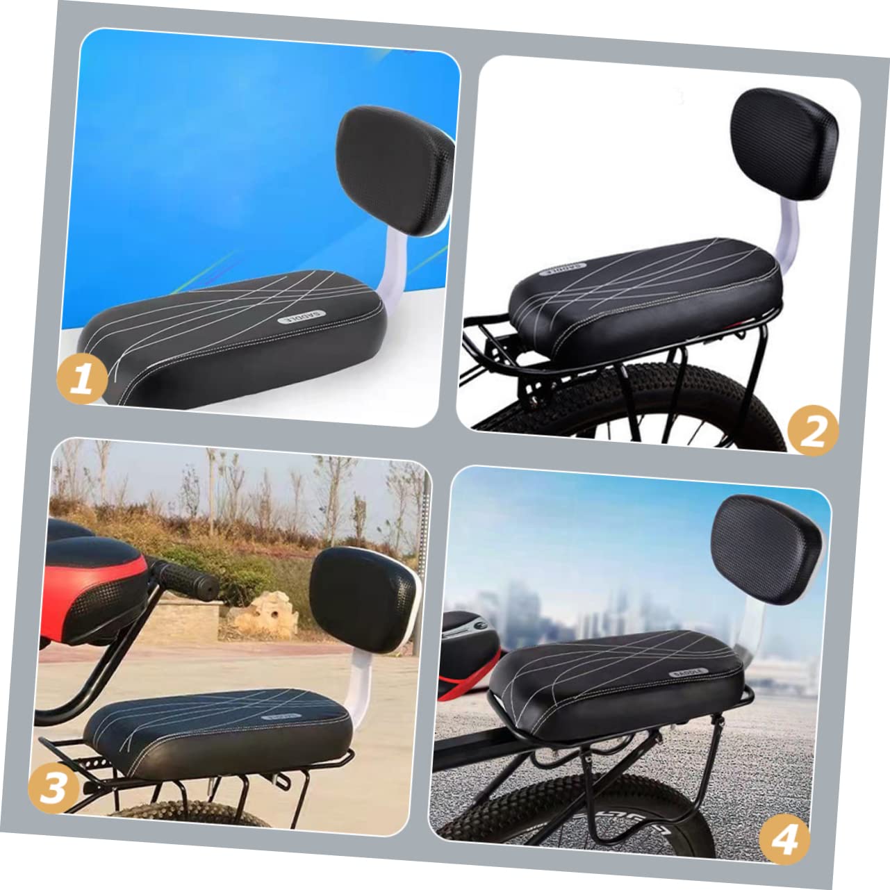 UPKOCH Asiento Trasero para Bicicleta Cojín Ergonomico y Resistente Accesorio para Niño Niña Compatible con Bicicletas De y Urbanas