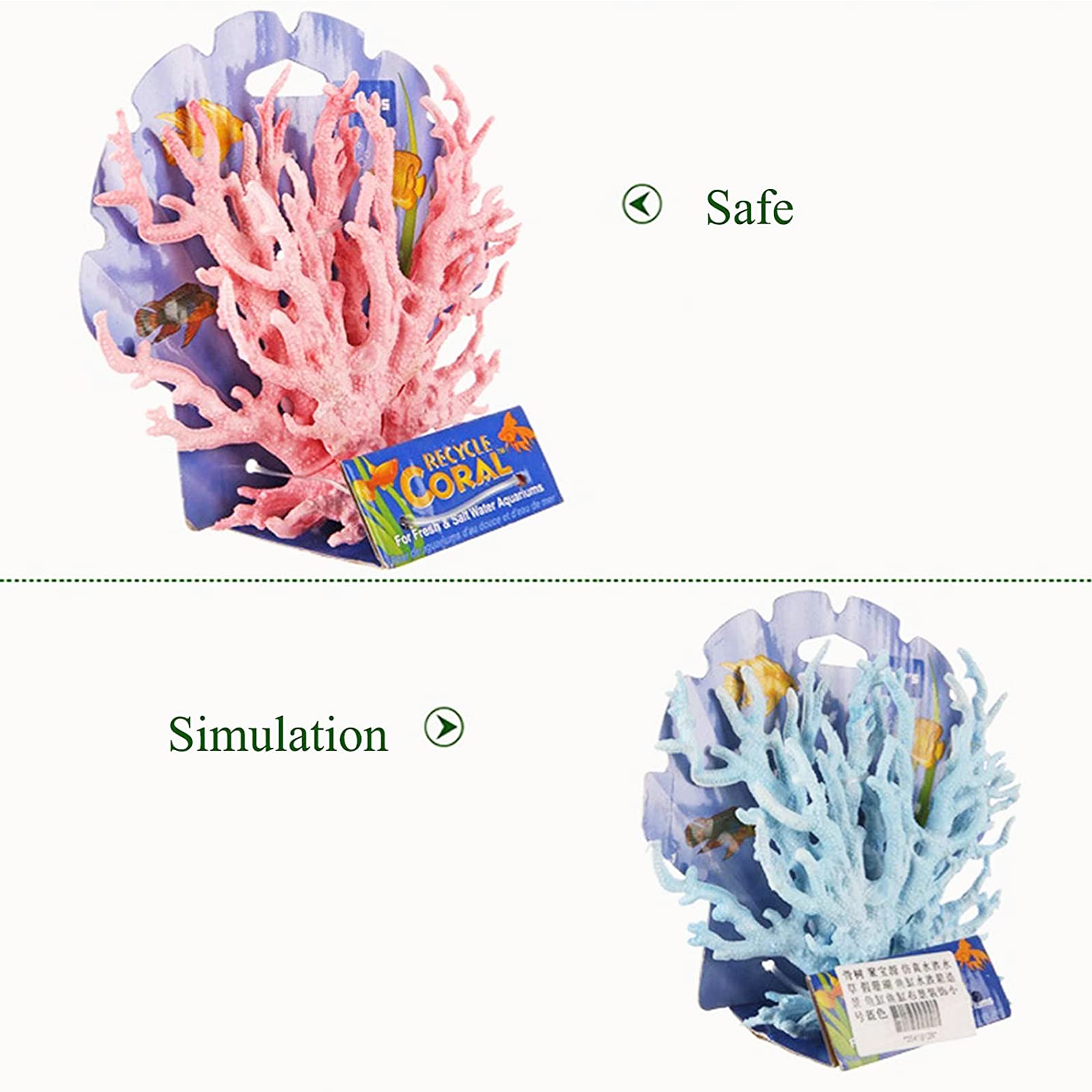 Lot de 2 coraux artificiels pour aquarium - Décoration en plastique - Ornements