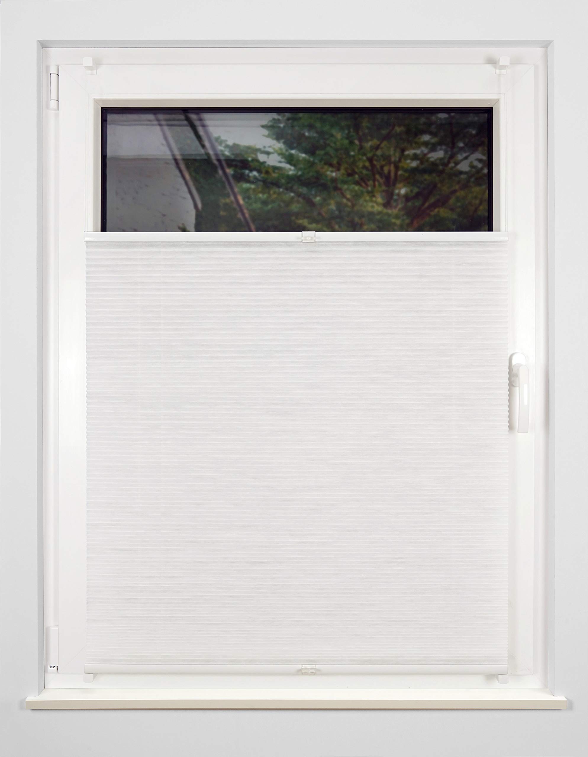 Wabenplissee Klemmfix Plissee verspannt, Klemmträger ohne Bohren für Fenster und Türen, lichtschutz und Blickdicht, Sonnen-Schallschutz Weiss 120x130 cm