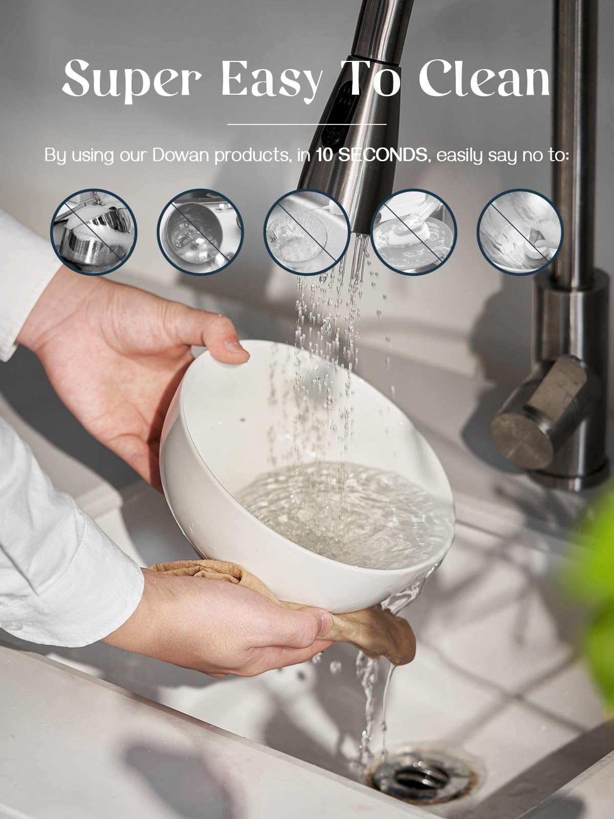 DOWAN Cuencos para Cereales, 1100ml/ø18cm Cuenco para Sopa de Cerámica, Cuencos Grandes para Servir Ensalada/Ramen, Apto para Microondas, para el Pastas | Fideos | Pho - Juego de 4, Blanco