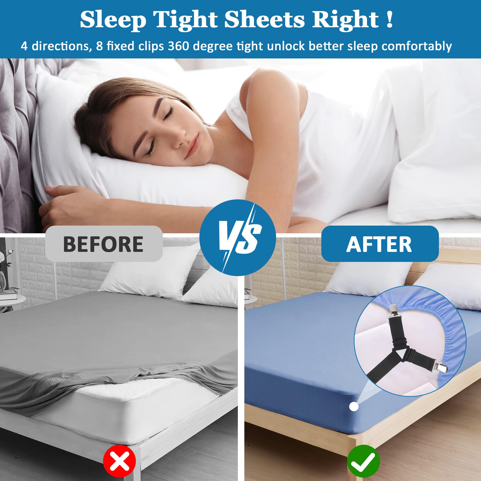 Bed Sheet Clips For Bedding, Black, 27.6-110.2in x 8-16in - Image 3