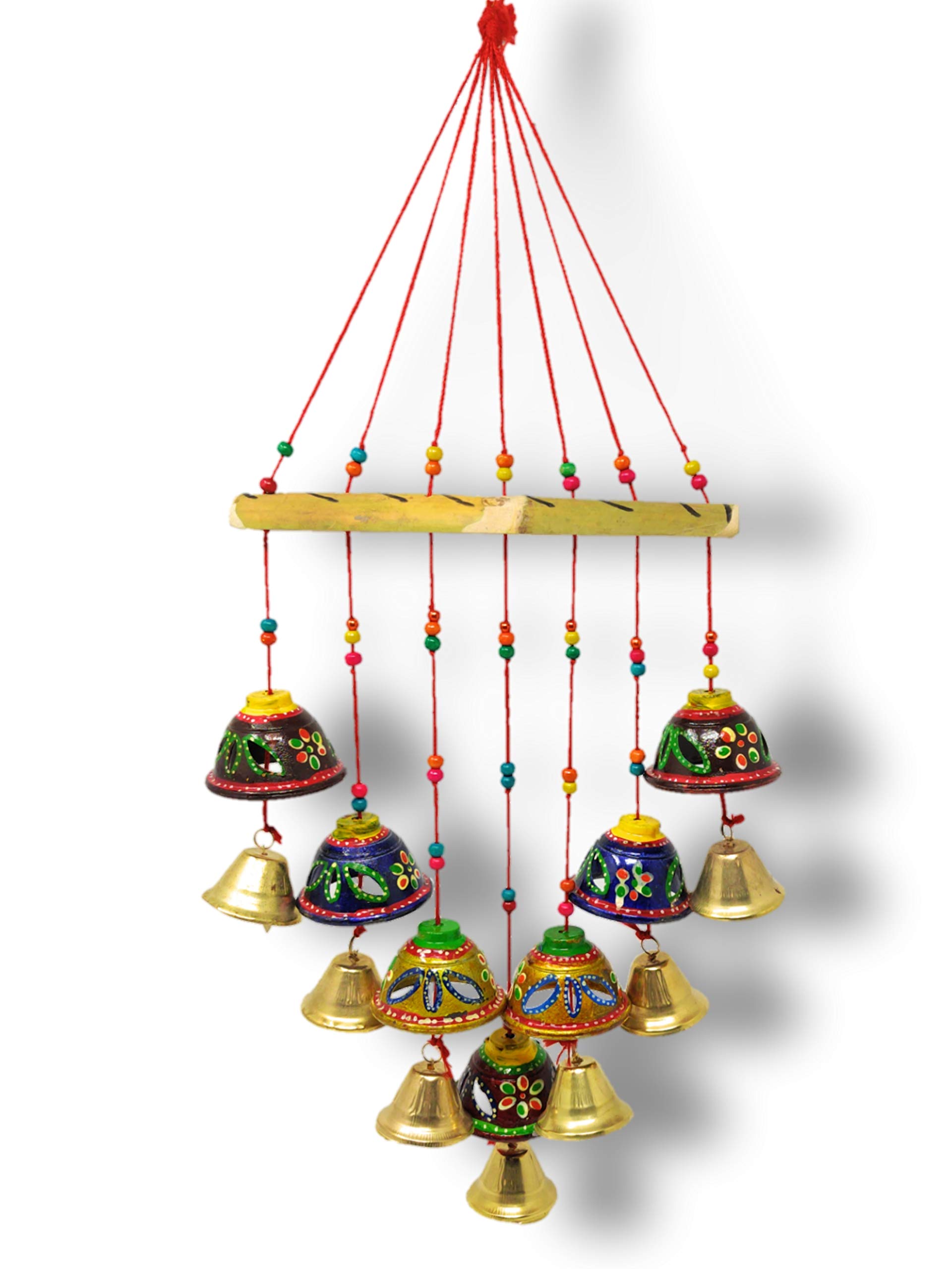 JH GalleryHandcrafted Rajasthani Wind Chime Door/Wall Hanging Decorative Showpiece/Wall Hanging/Home Decor/Home Furnishing/Diwali Gift/Corporate Gift (Colored Bell N)