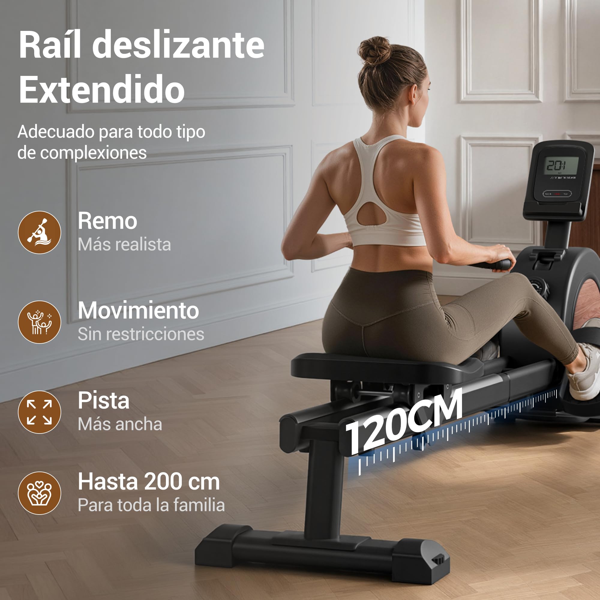 UMAY Máquina de Remo para Casa, 16 Niveles de Resistencia,con App