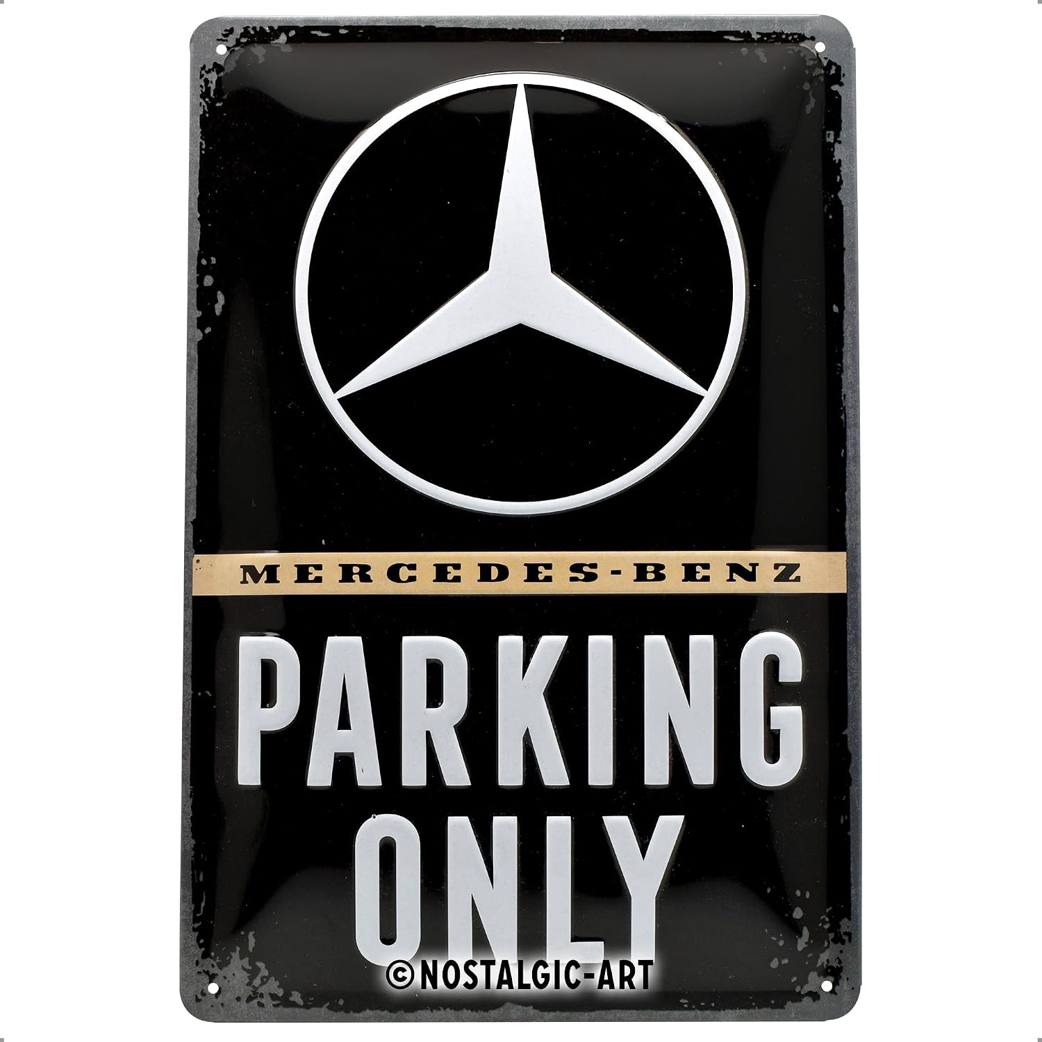 Nostalgic-Art Retro Tin Sign – Mercedes-Benz – Parking Only – Gift idea for car accessoires, Metal Plaque, Vintage design for decoration, 30 x 40 cm