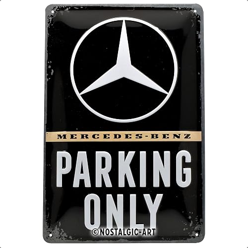 Nostalgic-Art Retro Tin Sign, Mercedes-Benz – Parking Only – Gift idea for car accessoires, Metal Plaque, Vintage design for decoration, 7.9" x 11.8"