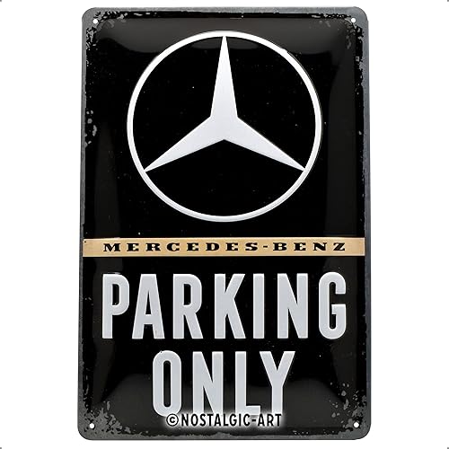 Nostalgic-Art Retro tin sign, 7.9" x 11.8", Mercedes-Benz – Parking Only – Gift idea for Mercedes-Benz fans, Official License Product (OLP), made of metal, vintage design