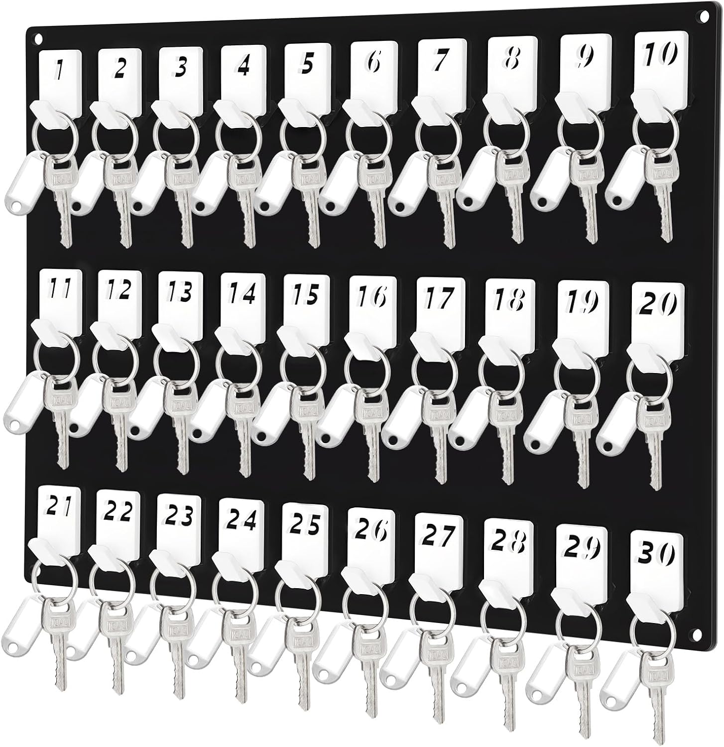 Acrylic Key Board with 30 No. Hooks Wall Mount Key Rack Holder Hanger Storage Collection for School, Garage, Car Dealer, Office, Hotel, Real Estate(Black)
