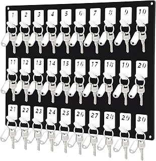 Acrylic Key Board with 30 No. Hooks Wall Mount Key Rack Holder Hanger Storage for Real Estate Offices Rentals Car Dealer Valet Parking Small Businesses (Black)