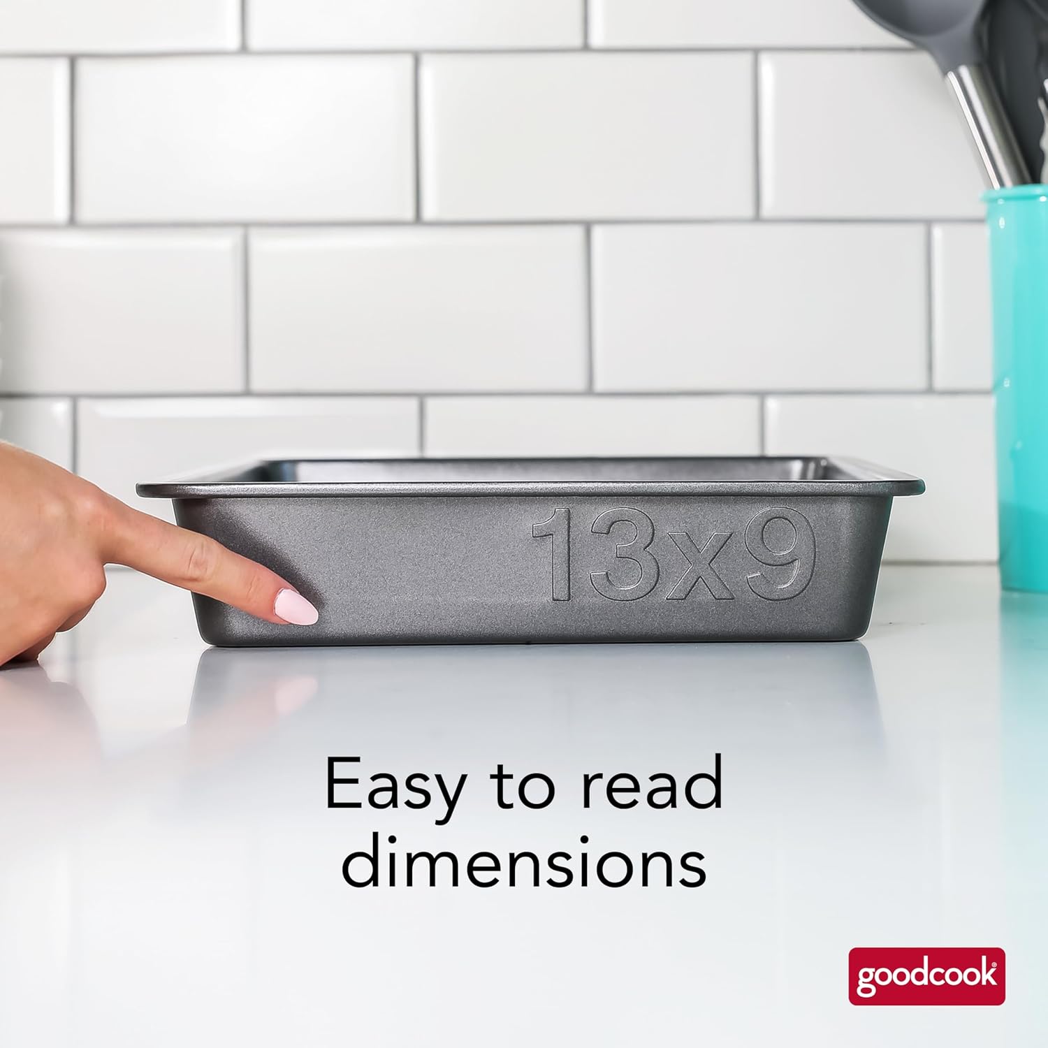 GoodCook PRO Oblong Baking Pan Nonstick Warp & Scratch-Resistant Dishwasher-Safe Carbon Steel Construction for Even Baking Oven Safe to 480°F, 9 x 13-Inch, Gray