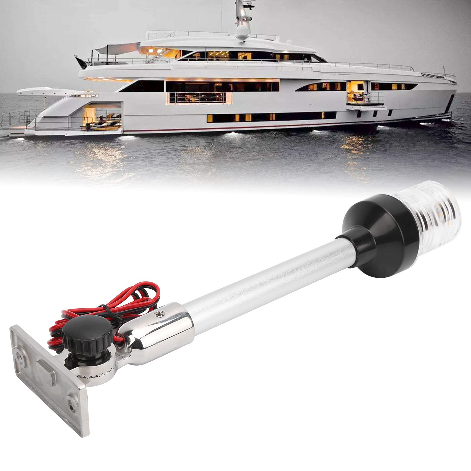 Akozon Lampada di Segnalazione a Vela Rotonda con Luce di Navigazione a LED per Yacht per Barche Marine Illuminazione a 360° a Tutto Tondo
