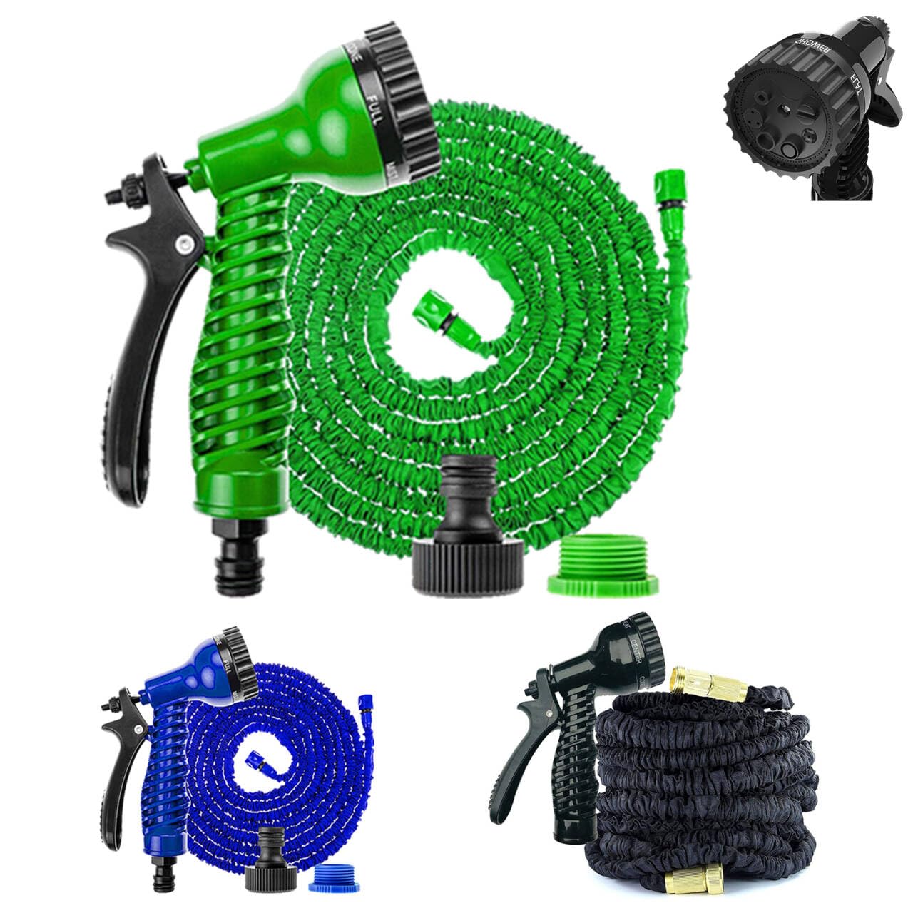 WELAIRICH Garden Hose Pipe, 100FT/30m Expandable Garden Water Hose Pipe with 3 Times Flexible Expanding Magic Water Hosepipe, 7 Spayer Mode Spray Gun 3/4" 1/2" Connectors for Gardening and Cleaning