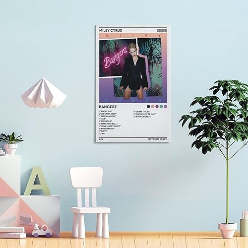 Miniatura 4 de Miley Cyrus - Póster de Bangerz 007 en lienzo para decoración de dormitorio, paisaje, oficina, San Valentín, cumpleaños, regalo, marco, estilo 24 x