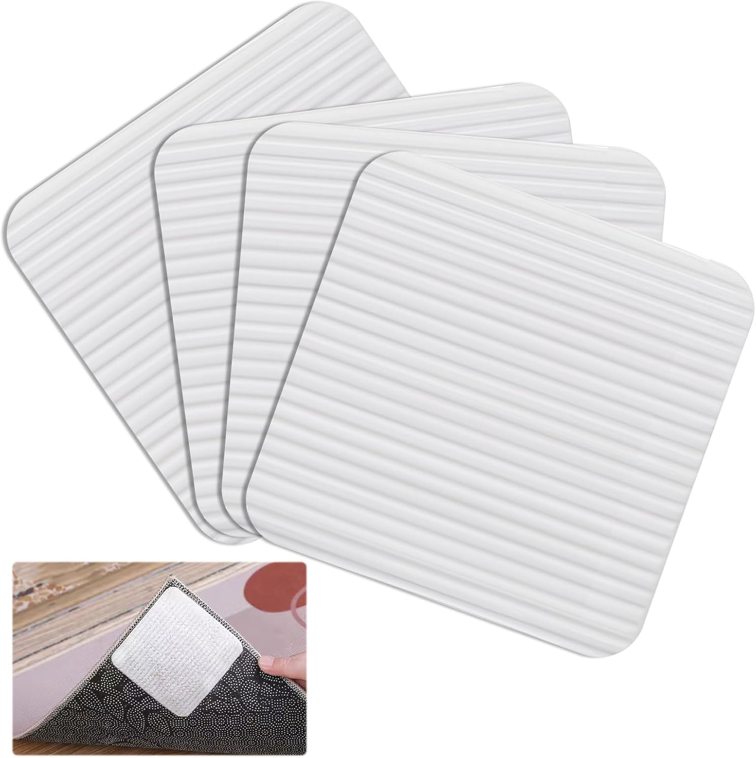 4Pcs Rug Gripper,Rug Grips for Laminate Floors, Rug Grippers for