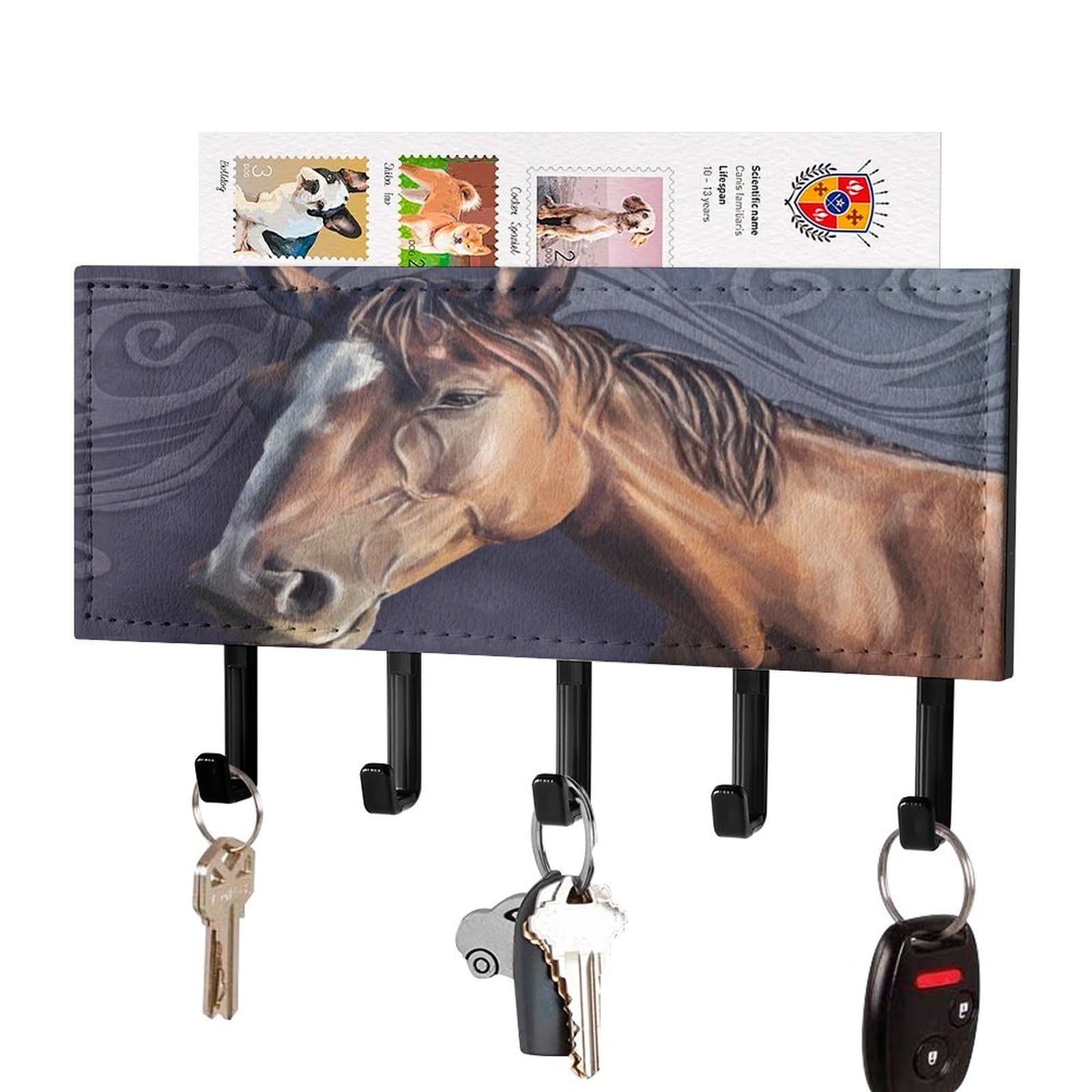 NCLQVJXZKHW Horse Key Holder with 5 Hooks Key Hooks Wall Mounted Key Racks Key Hanger Organiser Shelf