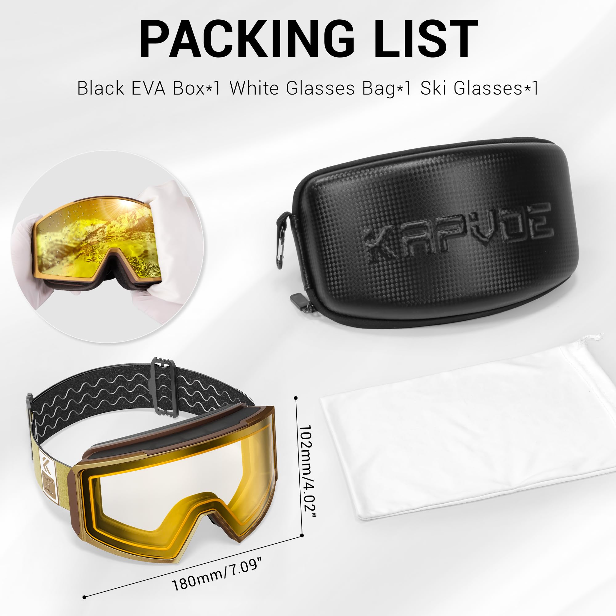 KAPVOE Maschera da Sci Fotocromatica con Lenti Magnetiche Antifog K719 | Protezione UV400, per Uomo, Donna e Giovani, Compatibile con Caschi, Ideale per Sci, Snowboard e Pattinaggio u ghiaccio 02