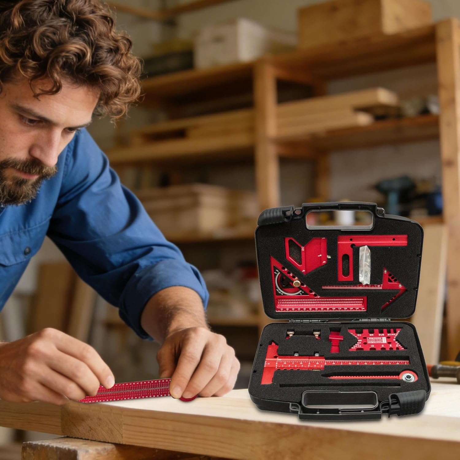 Carpentry Squares - Measuring Ruler Gauge, Precision Angle Square Kit, Multi-Angle Measuring Tool Set for Woodworking, Construction, Flooring, Home, Garage, Projects, Industry