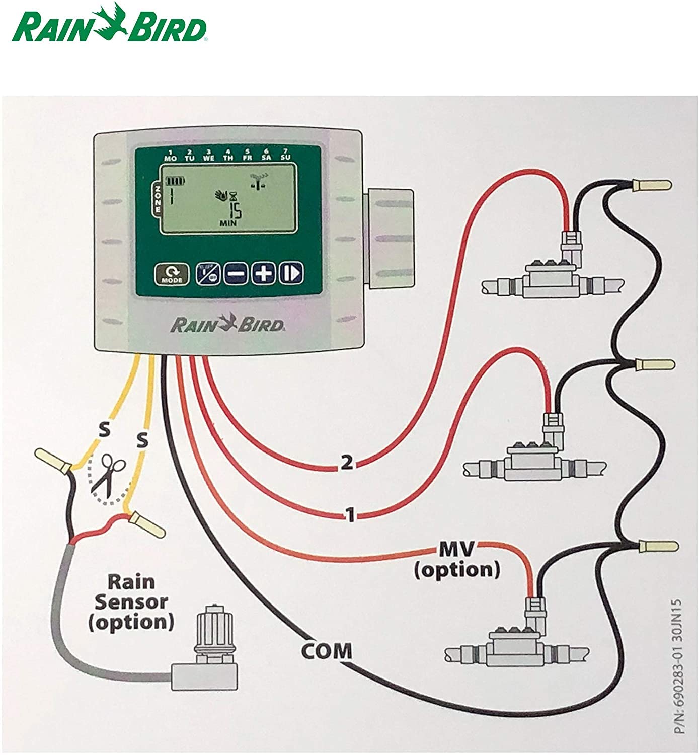 Rain Bird - Controlador ESP-9V. Programador de riego de 4 estaciones, Gris