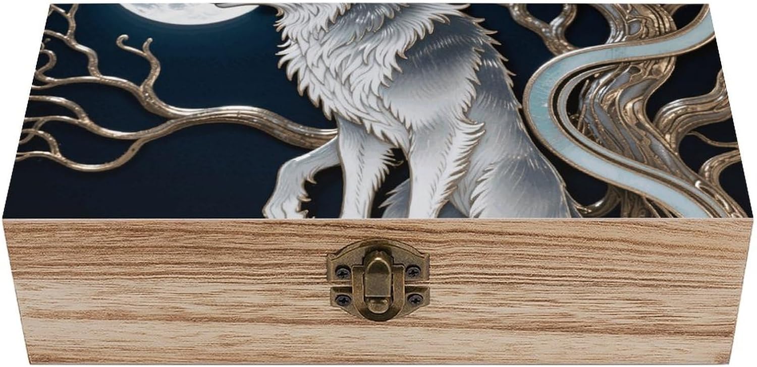 Werewolf Moon Stand Wooden Gift Boxes Memory Box for Keepsakes