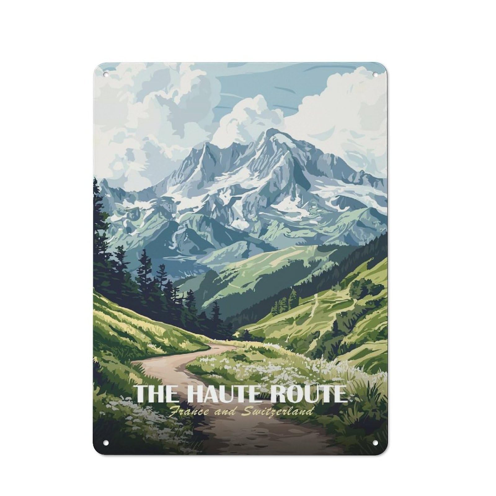 Junmoney Style-22 Metal Gift Sign With The Haute Route France And Switzerland Design 40X30cm, Character Room Wall Plaque For Flat, Dorm Room, Lounge Or Cafe