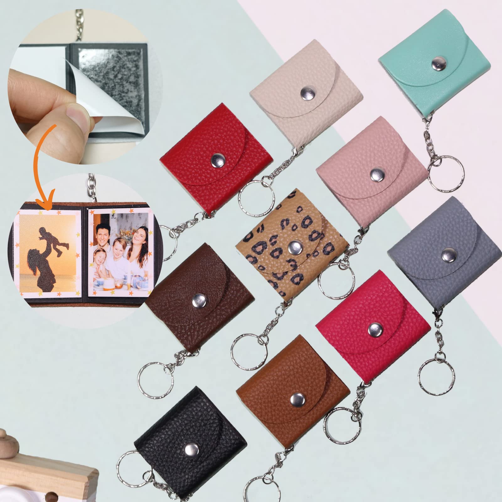 Mini Photo Keychain, DIY Small Custom Leather Memory Photo, Picture Keychains Personalized Album - Image 2