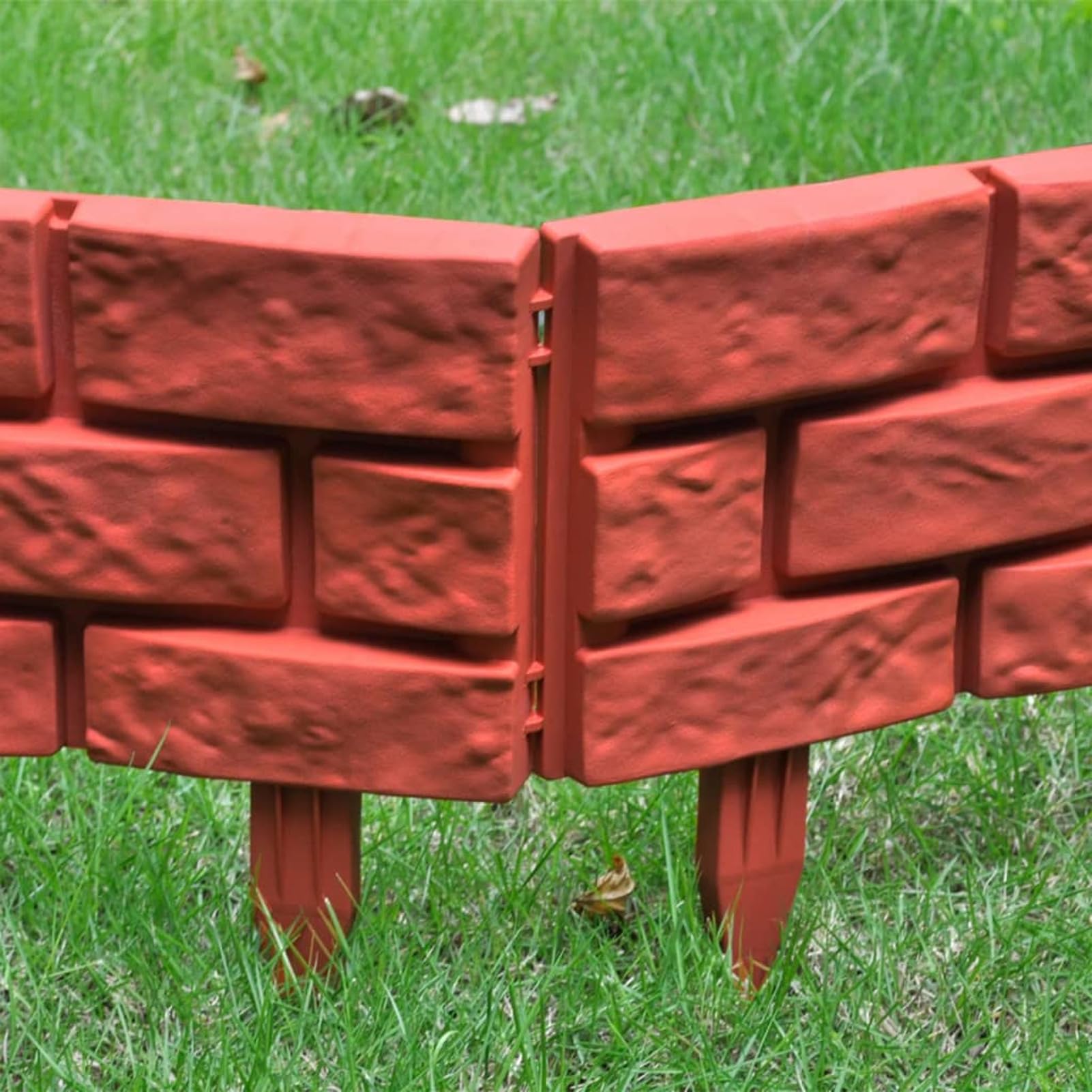 Separador para césped con diseño de ladrillos, 11 unidades, valla para jardín efecto piedra, bordes de jardín borde para césped apto para parterres y céspedes borde de plástico
