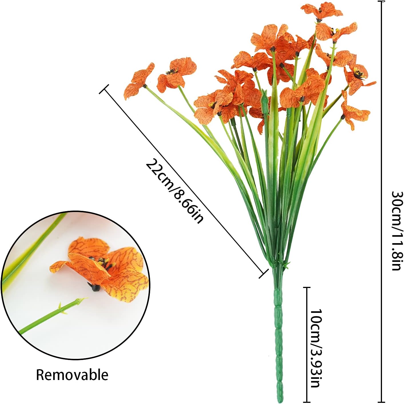 Uieke 72 Bundles Artificial Fall Flowers for Outdoors UV Resistant No Fade Faux Autumn Plants for Outside Home Garden Wedding Party Fall Décor (Orange) - Image 3