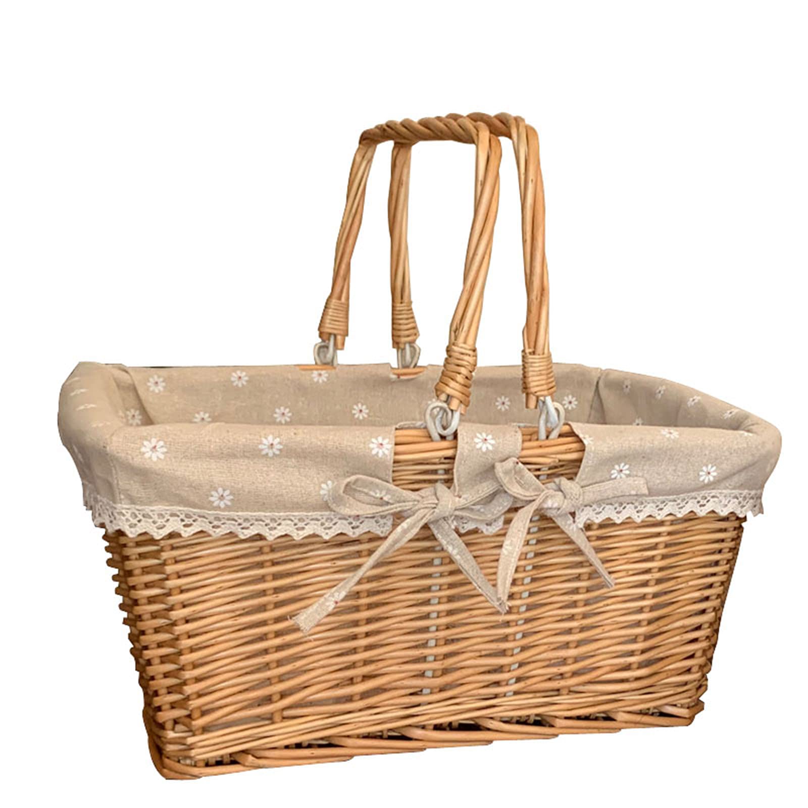 Storage Basket,Picnic Woven Wicker with Double Folding Handles | Easter | ​Of Eggs And Candy