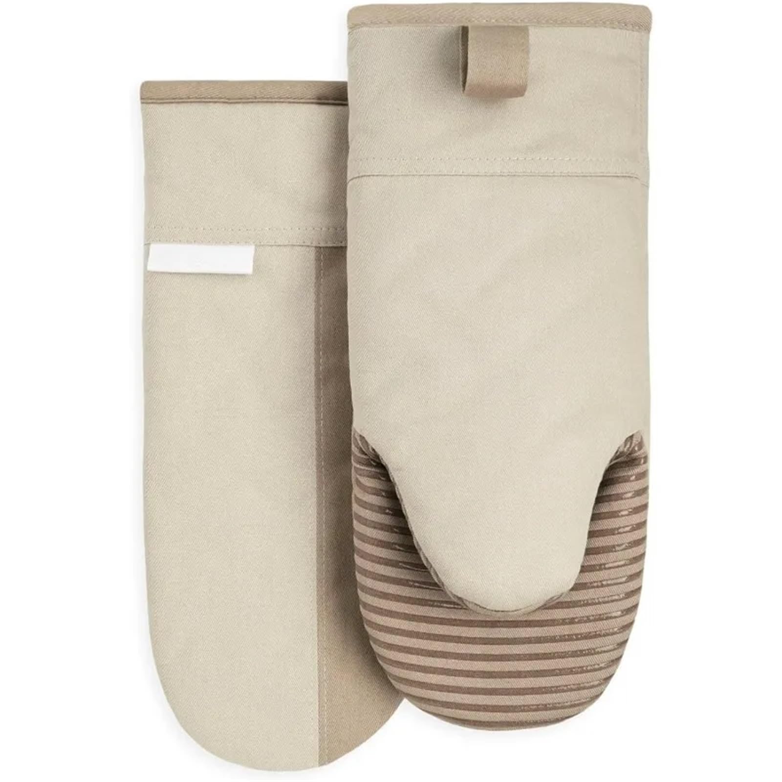 Juego de Manoplas de Horno Antideslizantes de Dos Tonos, Manoplas de Horno Beige, 5,75 "x 13", 2 Piezas for Cocina de Horno para Hornear