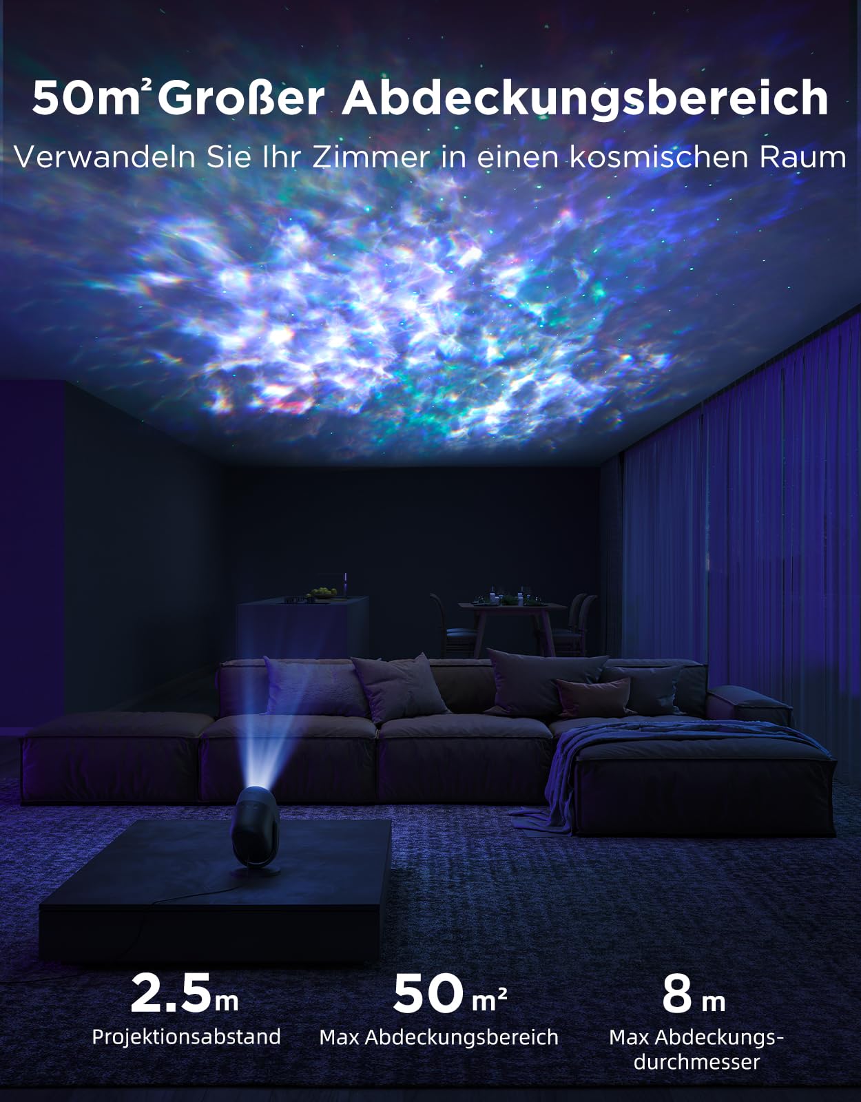 Govee Nebel Sternenhimmel Projektor LED, RGBW 7-Zonen, Matter & Alexa Kompatibel, Smart Timer