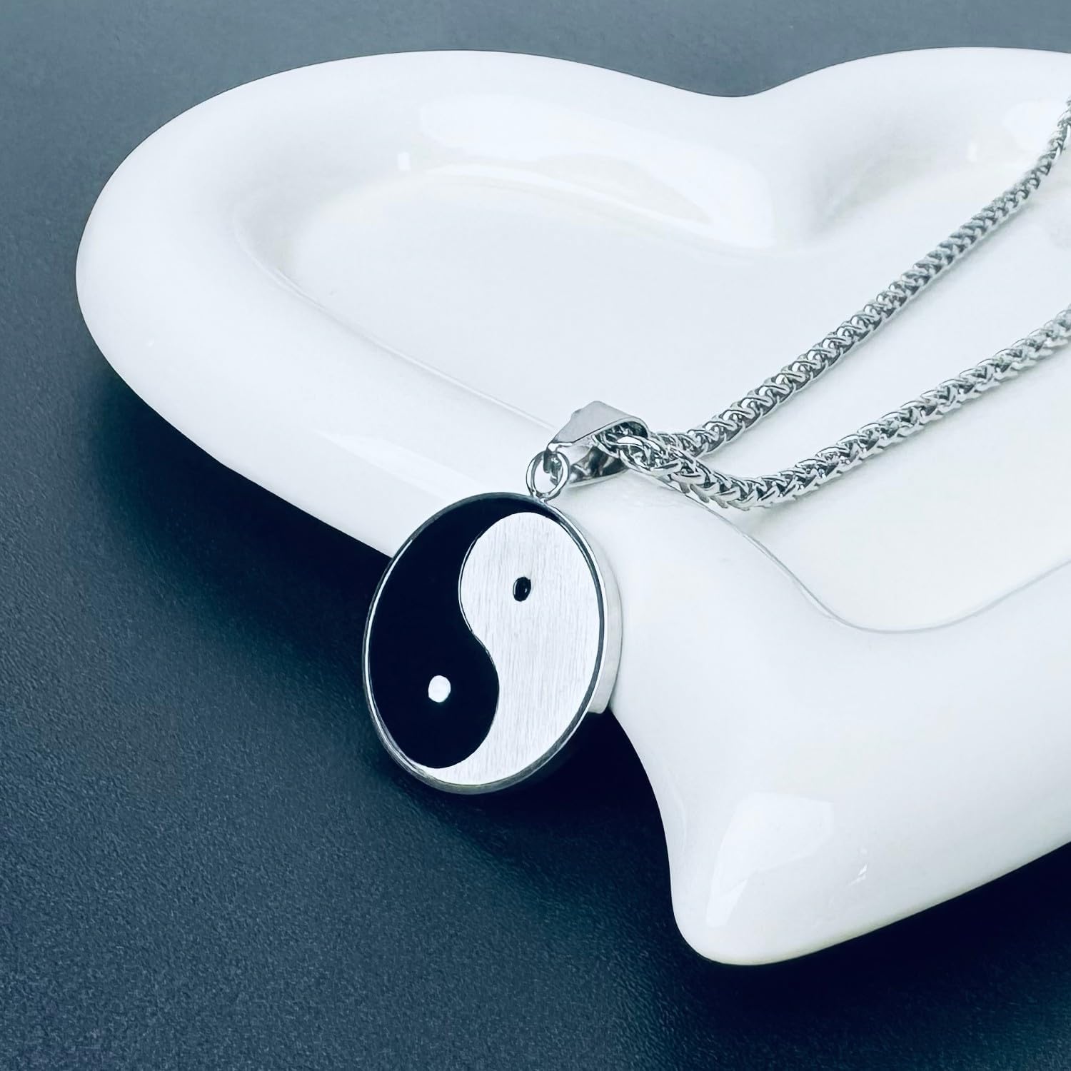 Yin Yang Necklace for Men Tai Chi Pendant with 24 Inch Stainless Steel Chain for Men - Image 4
